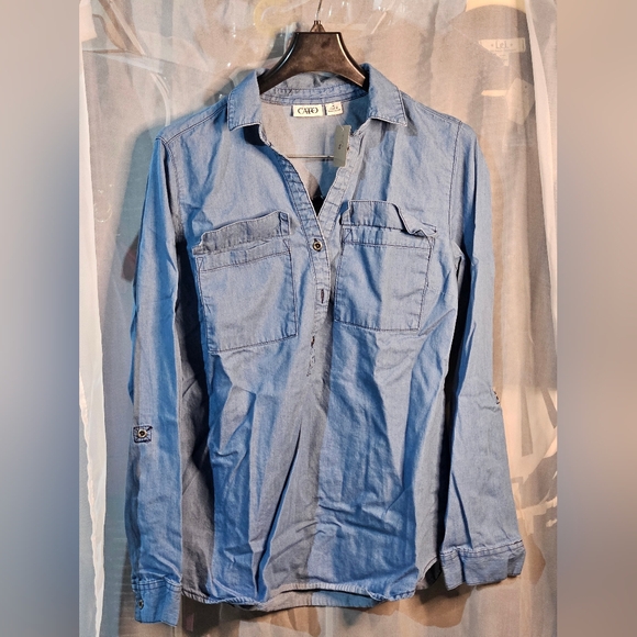 Cato Light Blue Denim Top - Picture 1 of 4